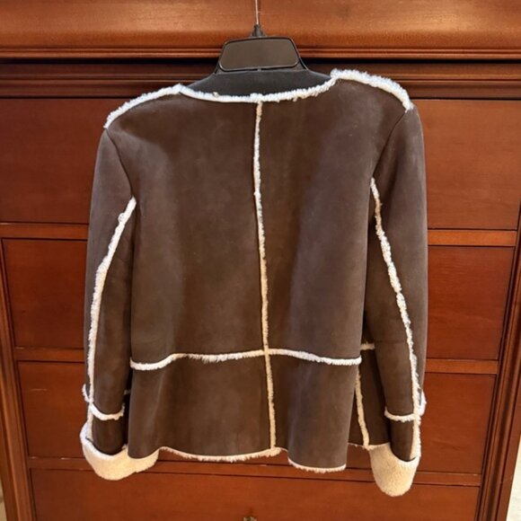 Eleventy Suede Jacket with Shearling Trim - Picture 3 of 5